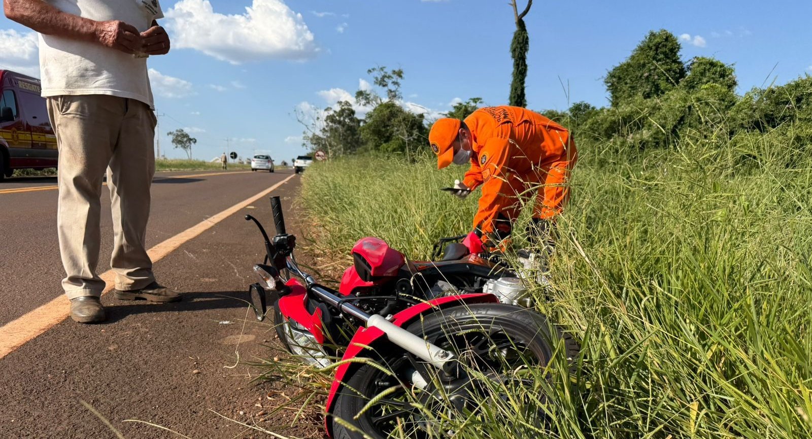 Motociclista fica ferido após acidente na MS-473 entre Nova Andradina e Taquarussu