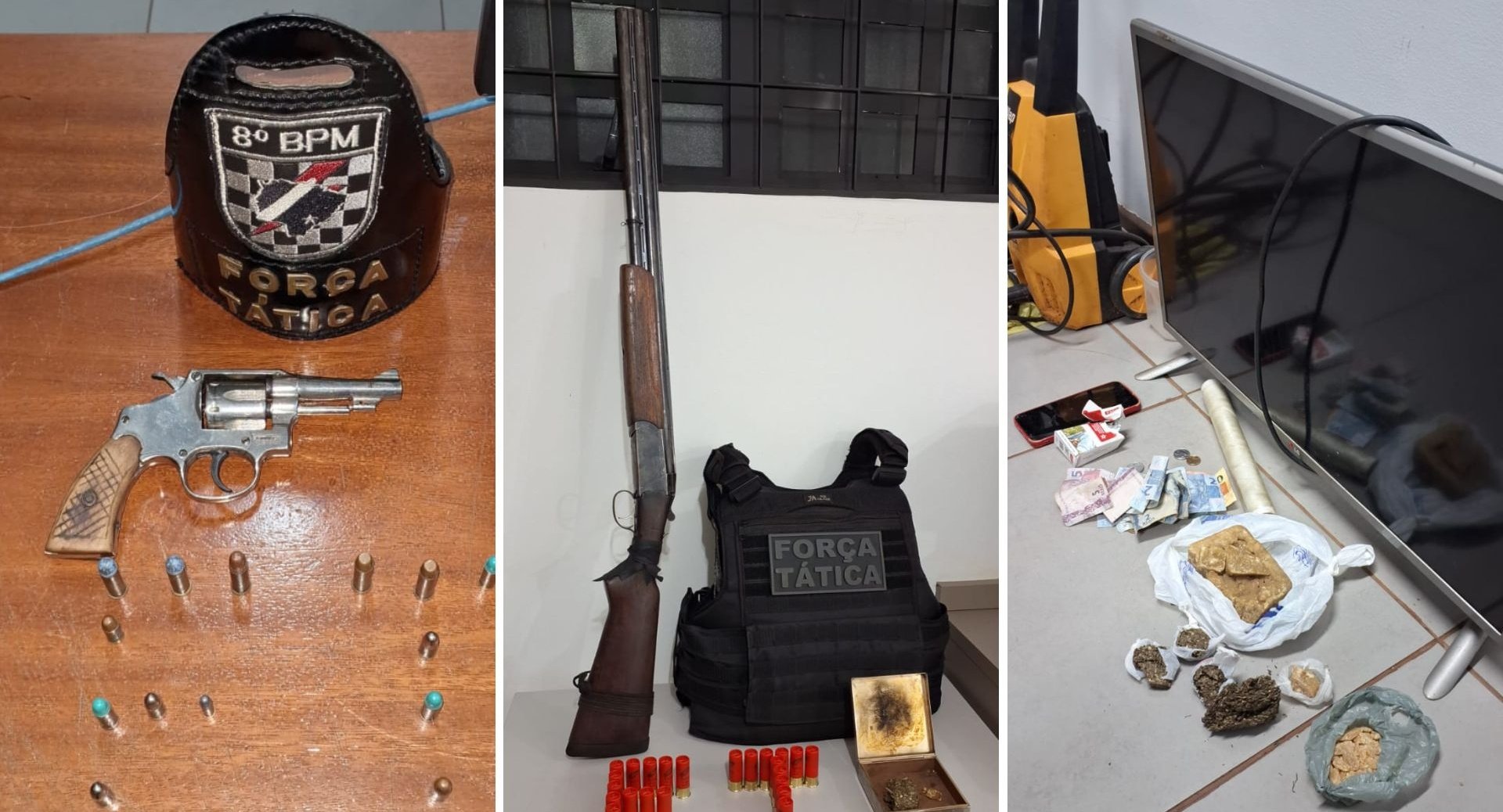 Polícia Militar cumpre mandado de prisão e realiza apreensões de drogas e arma de fogo em Ivinhema e Angélica