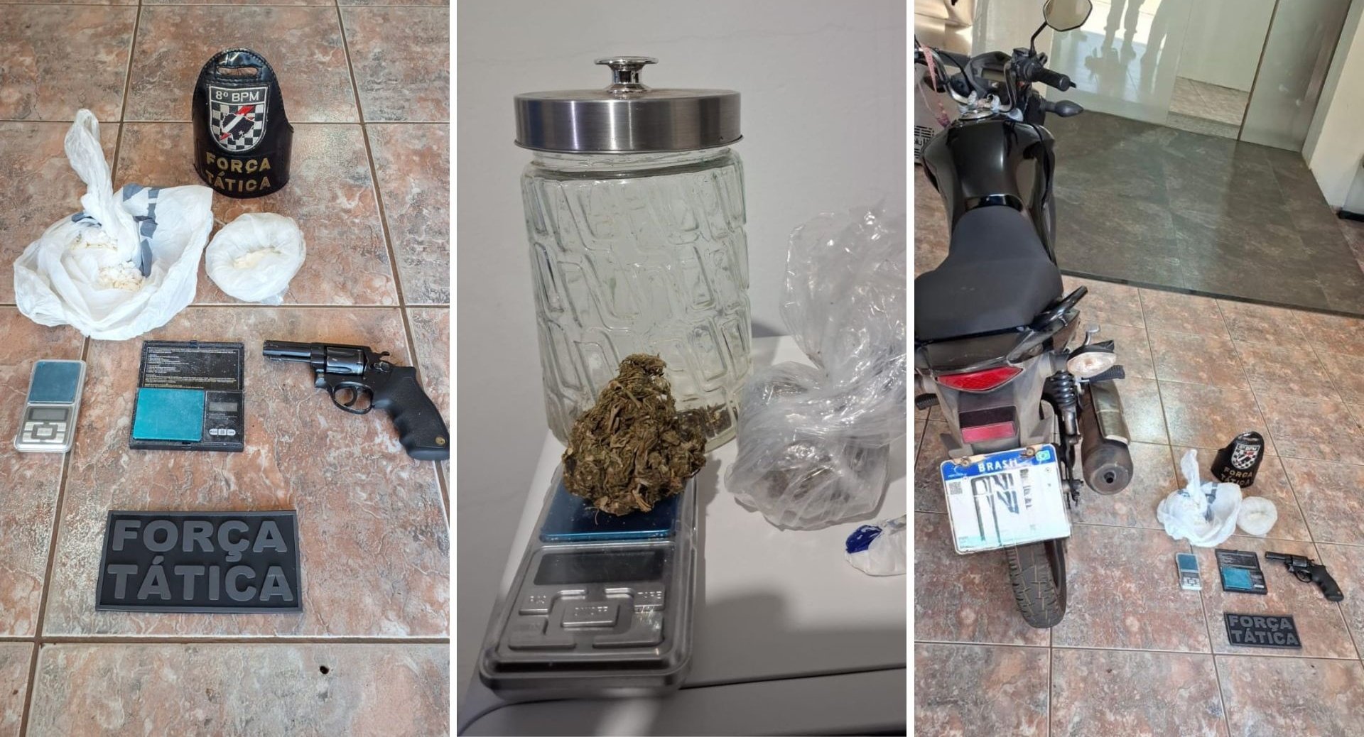 Homem e mulher são detidos pela PM com arma de fogo e droga em Nova Andradina