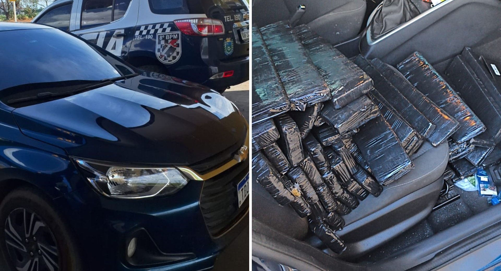 Ação conjunta entre Polícia Militar e PRF resulta na apreensão de 42 quilos de maconha em Nova Andradina