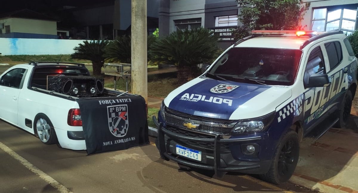 PM encaminha homem à delegacia por perturbação do sossego e apreende veículo com som automotivo em Nova Andradina
