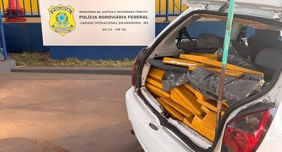 PRF de Vila Amandina apreende 169 quilos de maconha na BR-376