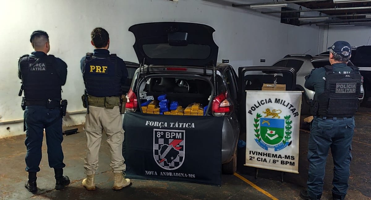 Ações integradas entre Polícia Militar e PRF apreendem mais de 219 quilos de drogas na região do Vale do Ivinhema