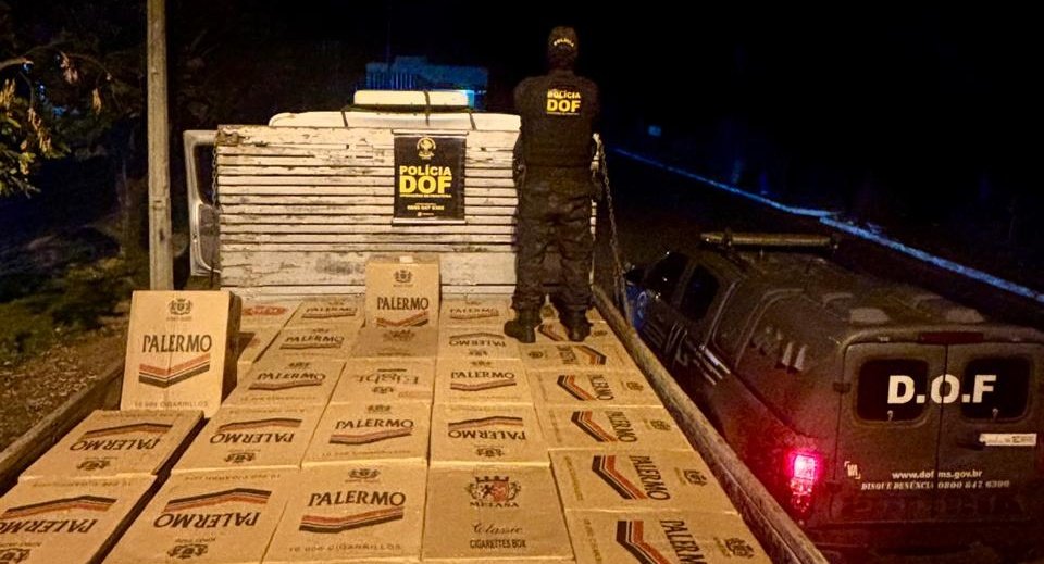 DOF intercepta caminhão carregado com cigarros contrabandeados em Anaurilândia