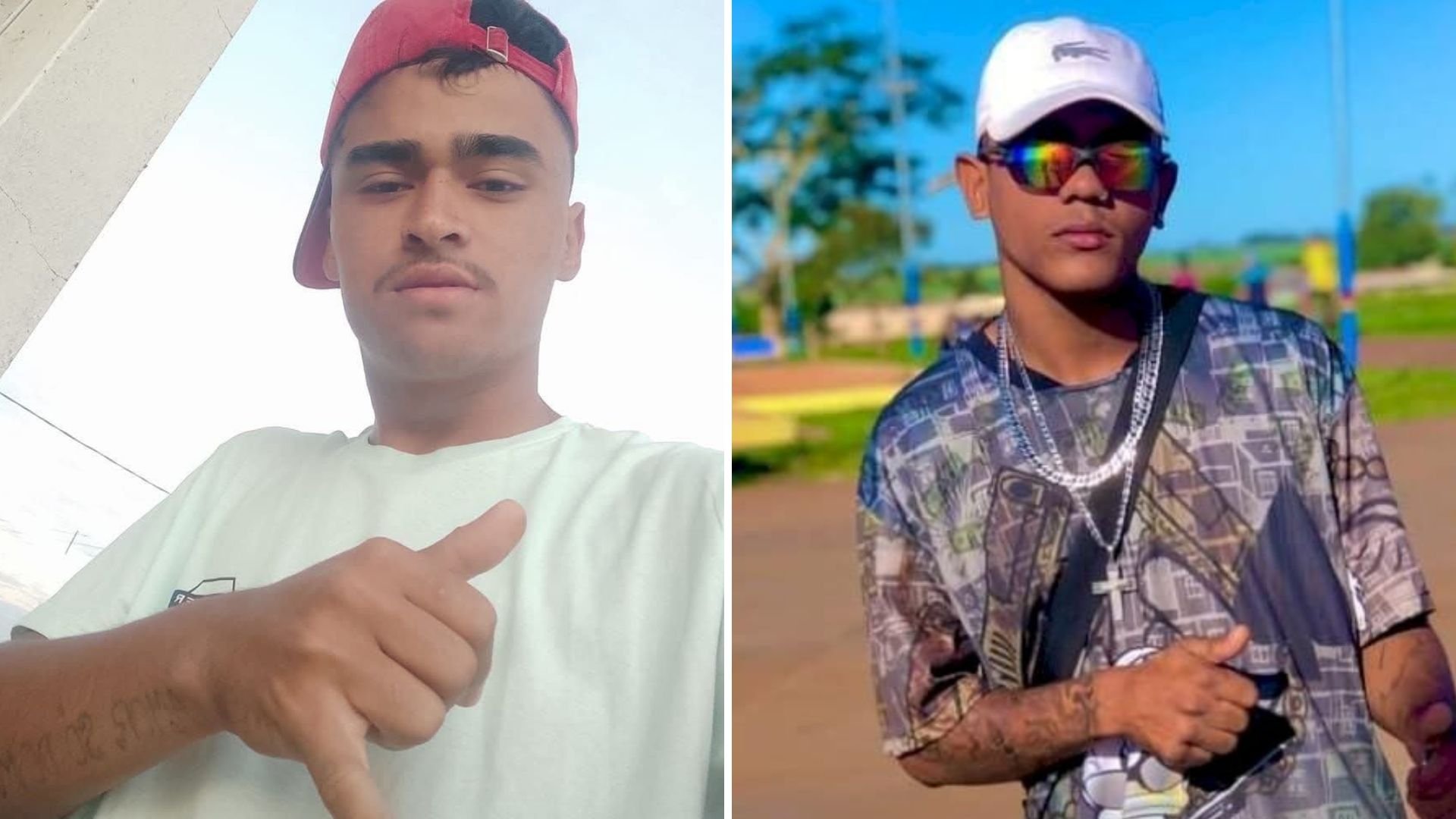 Os suspeitos que morreram no confronto: Lucas Maciel Nunes, de 21 anos, e André da Silva de Andrade Gama, de 26 anos, o "Jamaica" - Imagens: Redes Sociais