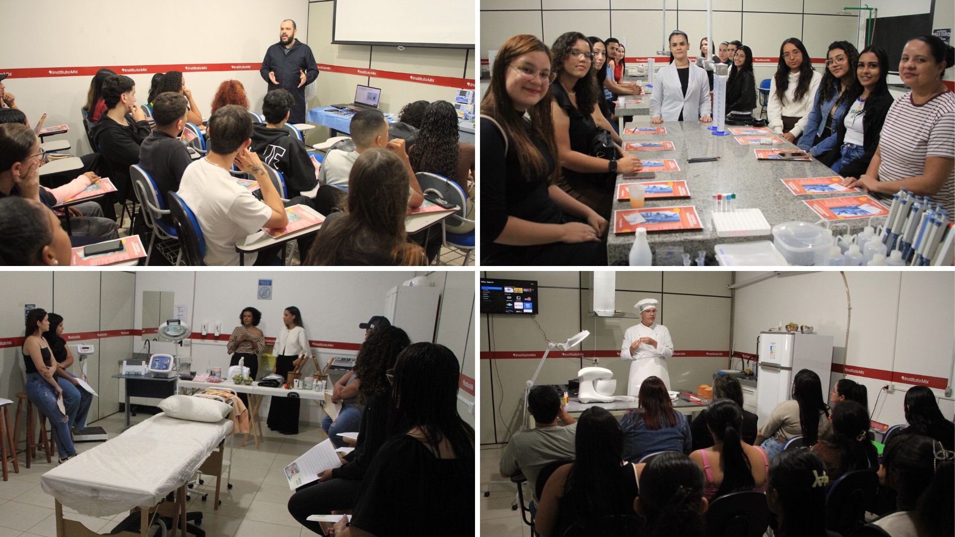 Cursos na unidade de Nova Andradina (Auxiliar de Veterinária, Auxiliar de Análises Clínicas, Massagem Profissional e Padaria e Confeitaria) - Imagens: Acácio Gomes