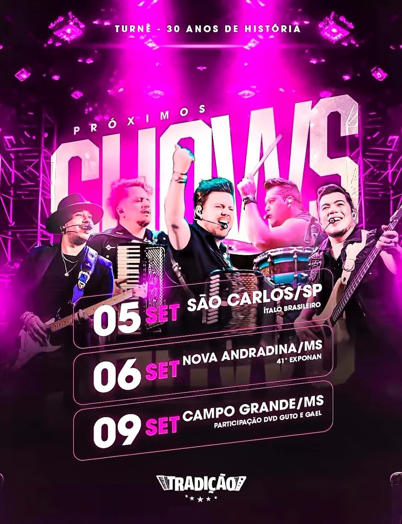Data aparece como confirmada na agenda do fim de semana do Grupo Tradição - Imagem: Reprodução