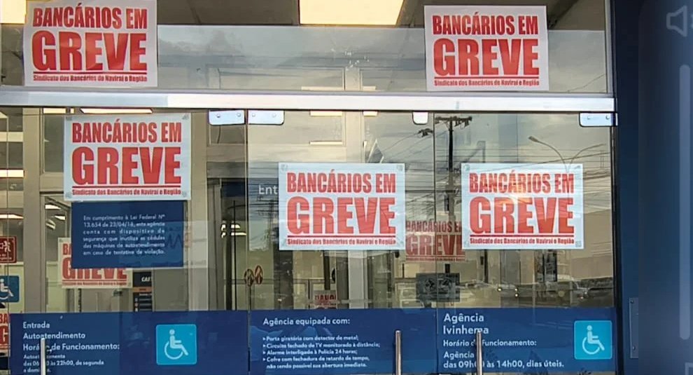 Caixa: empregados de Naviraí, Nova Andradina, Ivinhema e Mundo Novo mantêm greve por tempo indeterminado